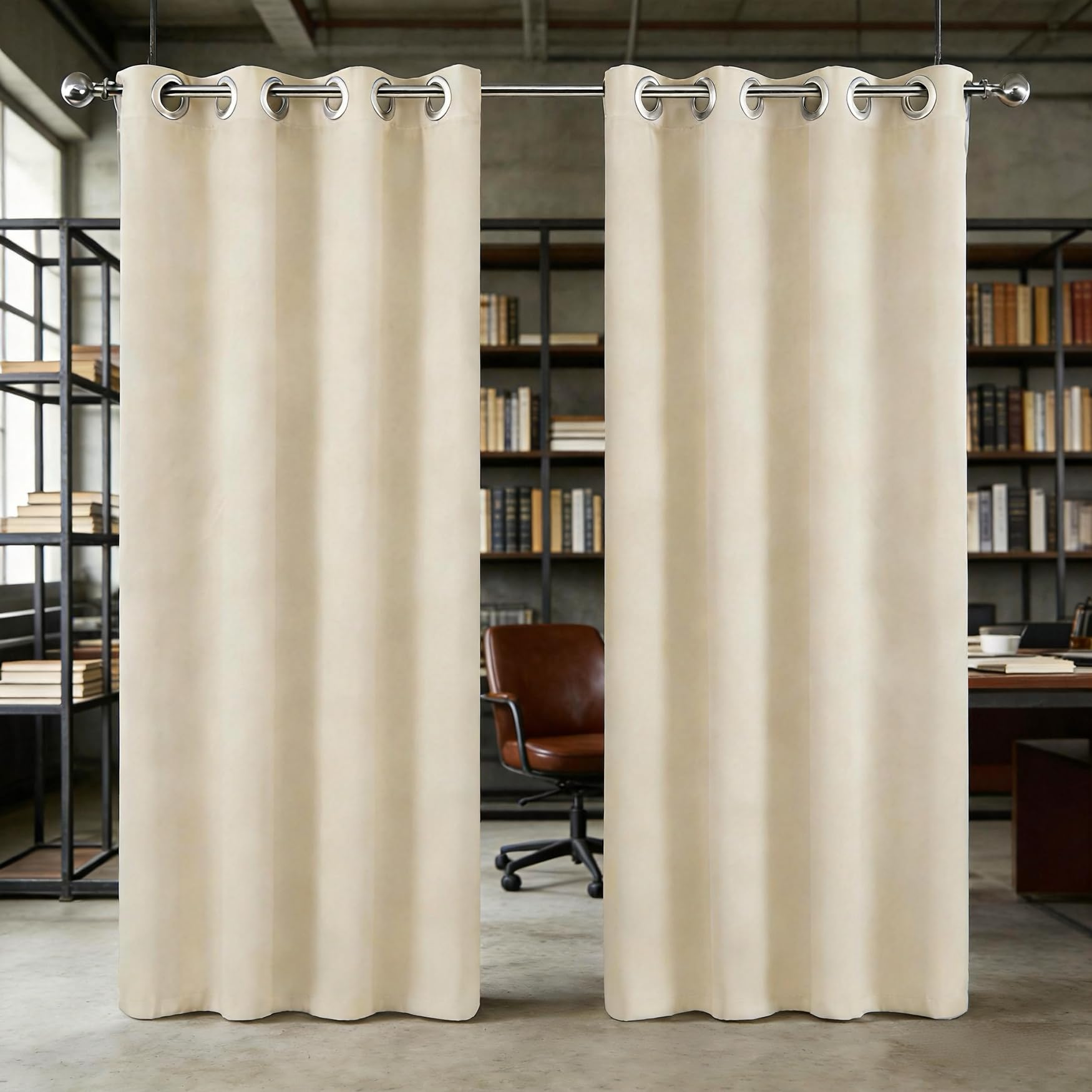 Termoizolacyjne Zasłony 195 x 190 cm Wiatroszczelne Dźwiękoszczelne Prywatność Opad Drzwi Zasłona Nowoczesny Design, Zmywalny Do Sypialni Salon Balkon, Beżowy