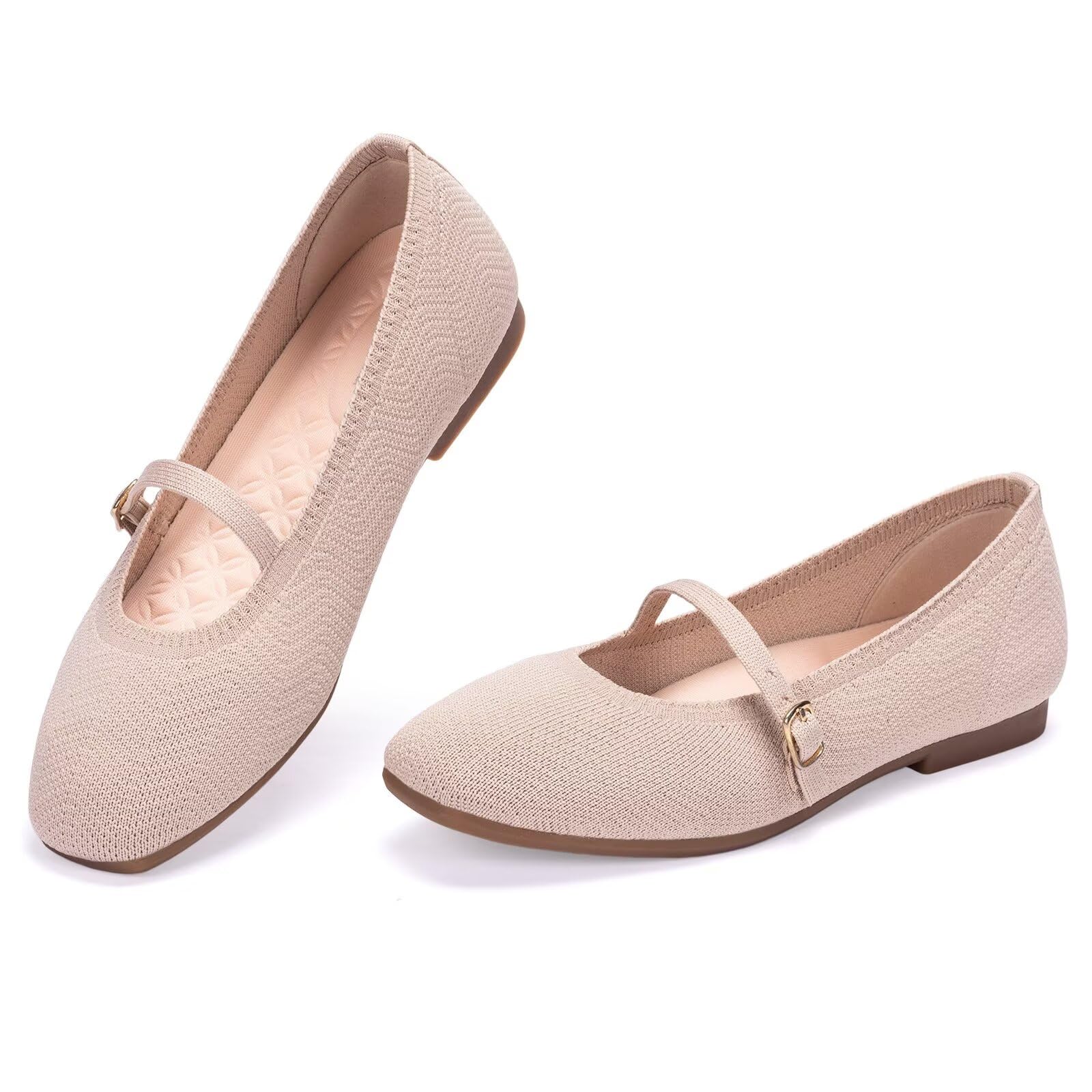 Frank Mully Mary Jane flache Damen-Schuhe, Slipper, quadratischer Zehenbereich, waschbar, bequem für elegante und Arbeit, mit Knöchelriemen