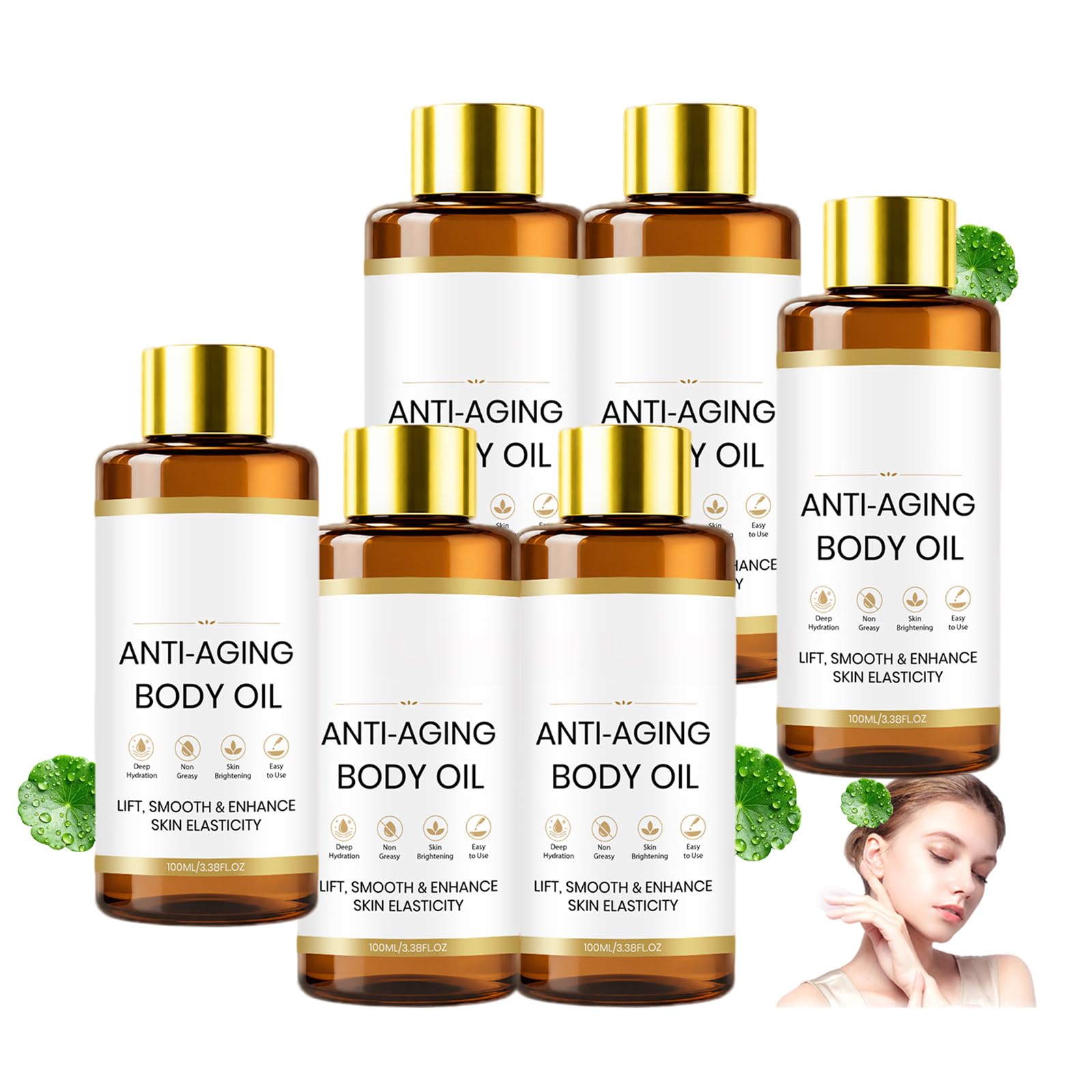 Olio per il corpo anti-invecchiamento per una pelle più tonica, olio per il corpo da donna dopo la doccia, idratante non grassante per un'idratazione intensa ed effetto rassodante, per una pelle più