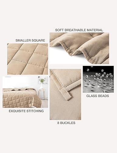 Miniatura 5 de BB BLINBLIN Manta pesada y refrescante, calma y sueño, material suave y cómodo de primera calidad y cuentas de vidrio (moca, 60 x 80 pulgadas, 20