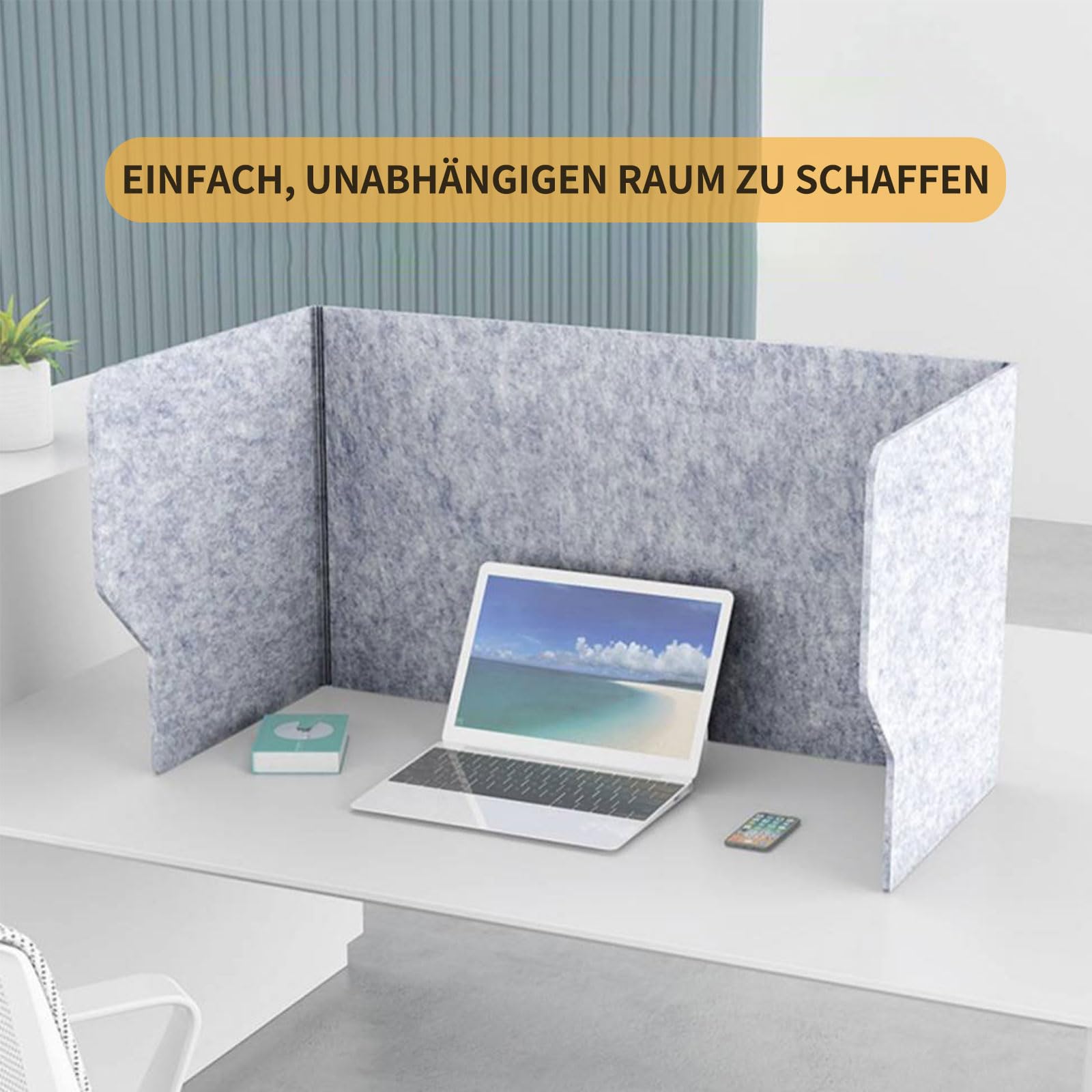 Akustische Schreibtischabtrennung Filz 40cmx60cm Silbergrau – Schalldämmende Sichtschutzwand Zur Lärmreduzierung