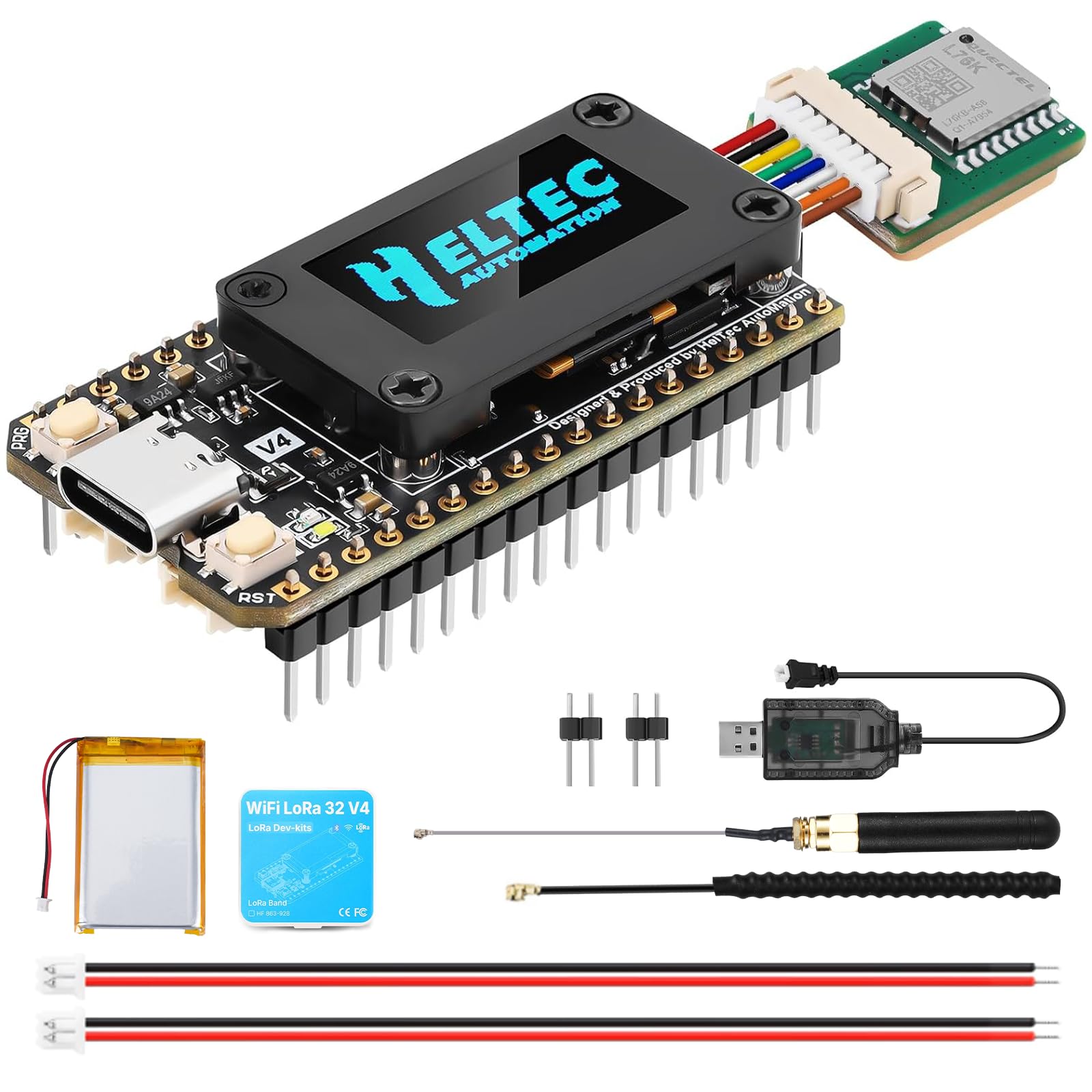 LoRa ESP32 V4 - Scheda di sviluppo + modulo GNSS + batteria da 3000 mAh, con antenna da 868 MHz, alloggiamento protettivo, WiFi integrato, ESP32-S3 SX-1262 Chip, per Arduino Meshtastic LoRaWAN