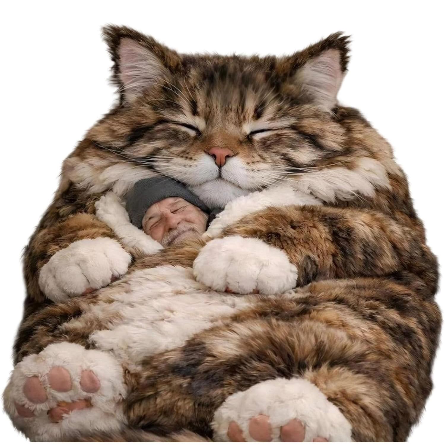 Saco de dormir de felpa con estampado de gato, saco de dormir de animales adultos, diseño de sobre de felpa gigante, lavable a máquina, manta cálida con temática de gato lindo para el hogar, camping