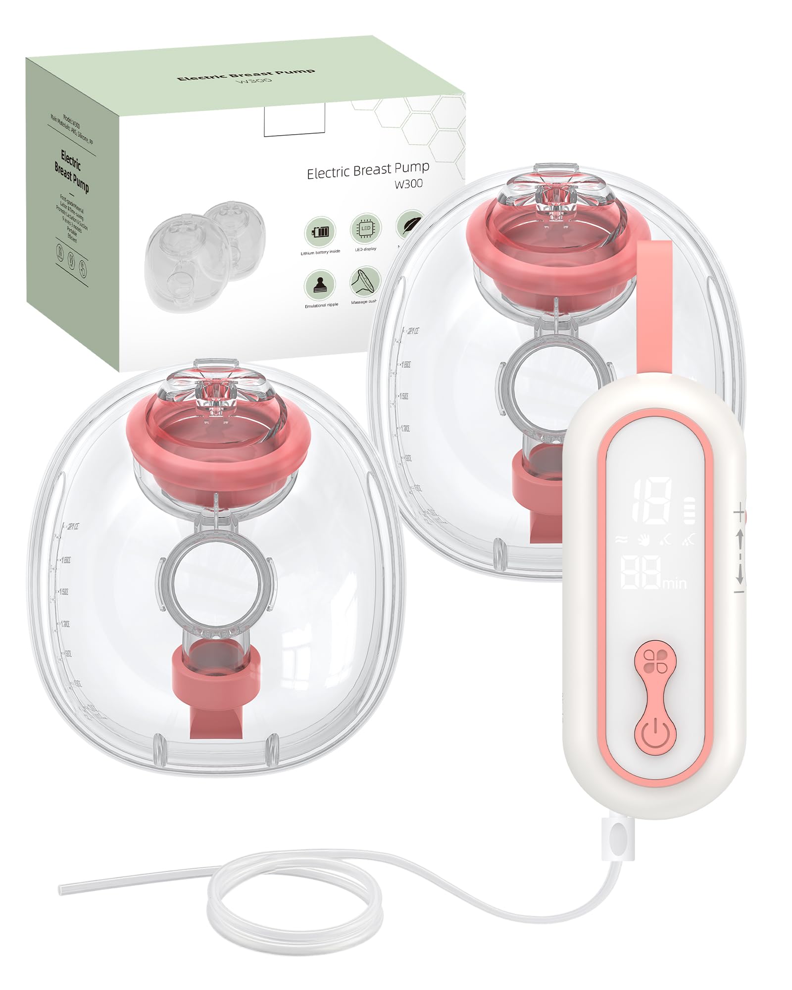 eSynic Tragbare Milchpumpe Elektrische Handsfree Brustpumpe mit Akku und leiser Funktion Doppelseitige Breast Pump mit 4 Modi und 15 Stufen Einfach zu Reinigen 210ml Kapazität Abpumpen für Mütter Rosa
