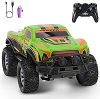 Vista 1 de Camión todoterreno con control remoto, auto RC de 2.4 GHz con luces LED, vehículo todoterreno a escala 1:20, camión RC rojo, auto a control remoto