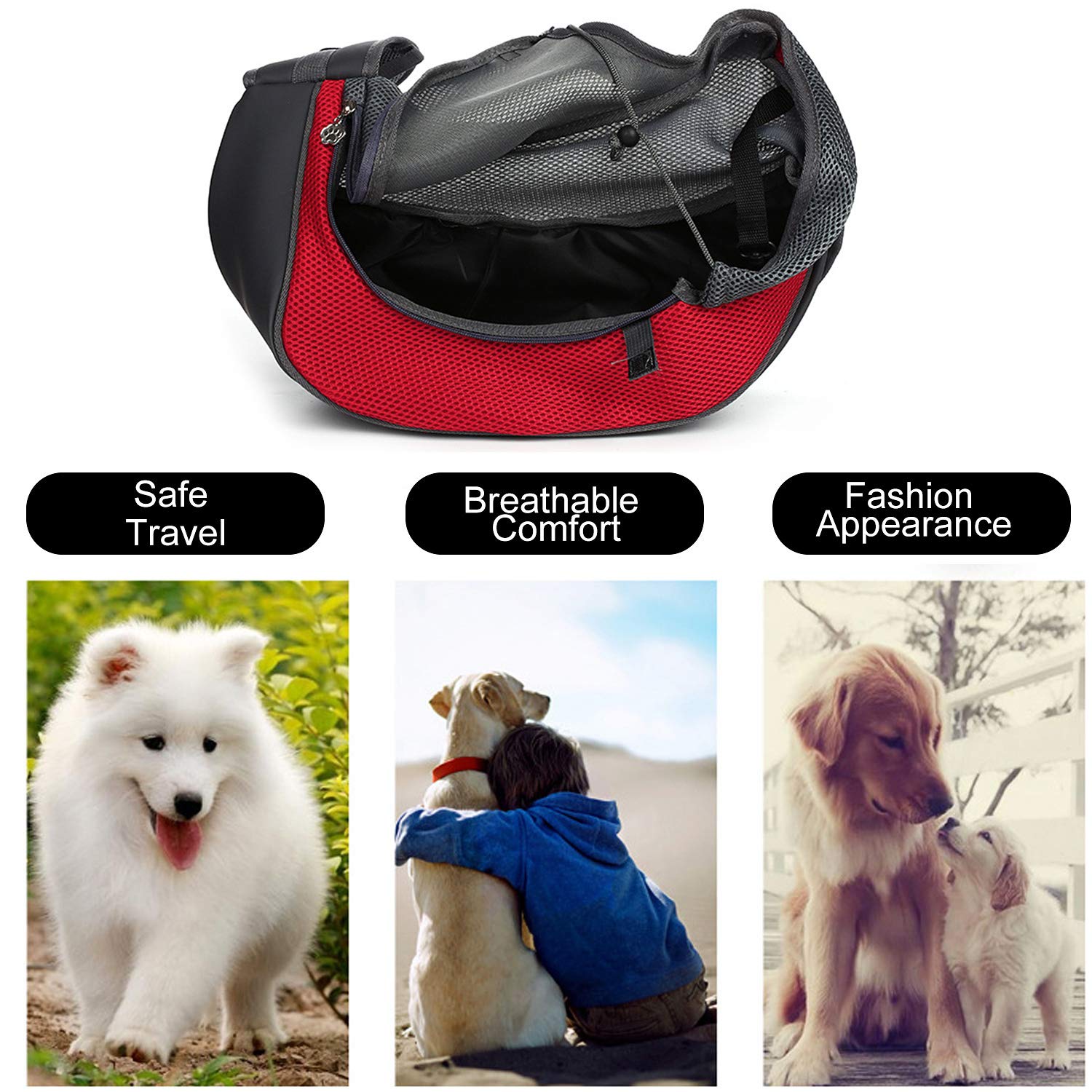 Borsa da Viaggio per Cani Trasportino Contenitori da Passeggio, Tote Spalla Borsa Zaino per Piccola Animale Domestico Gatto Cucciolo Elemento Portante Maglia per Esterno, Metropolitana 2.5kg/5.5LB