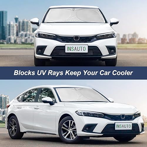 Miniatura 4 de INSAUTO Parasol para parabrisas compatible con Honda Pilot 2016-2023, parasol para ventana delantera 210T, poliéster reflectante Honda Element,