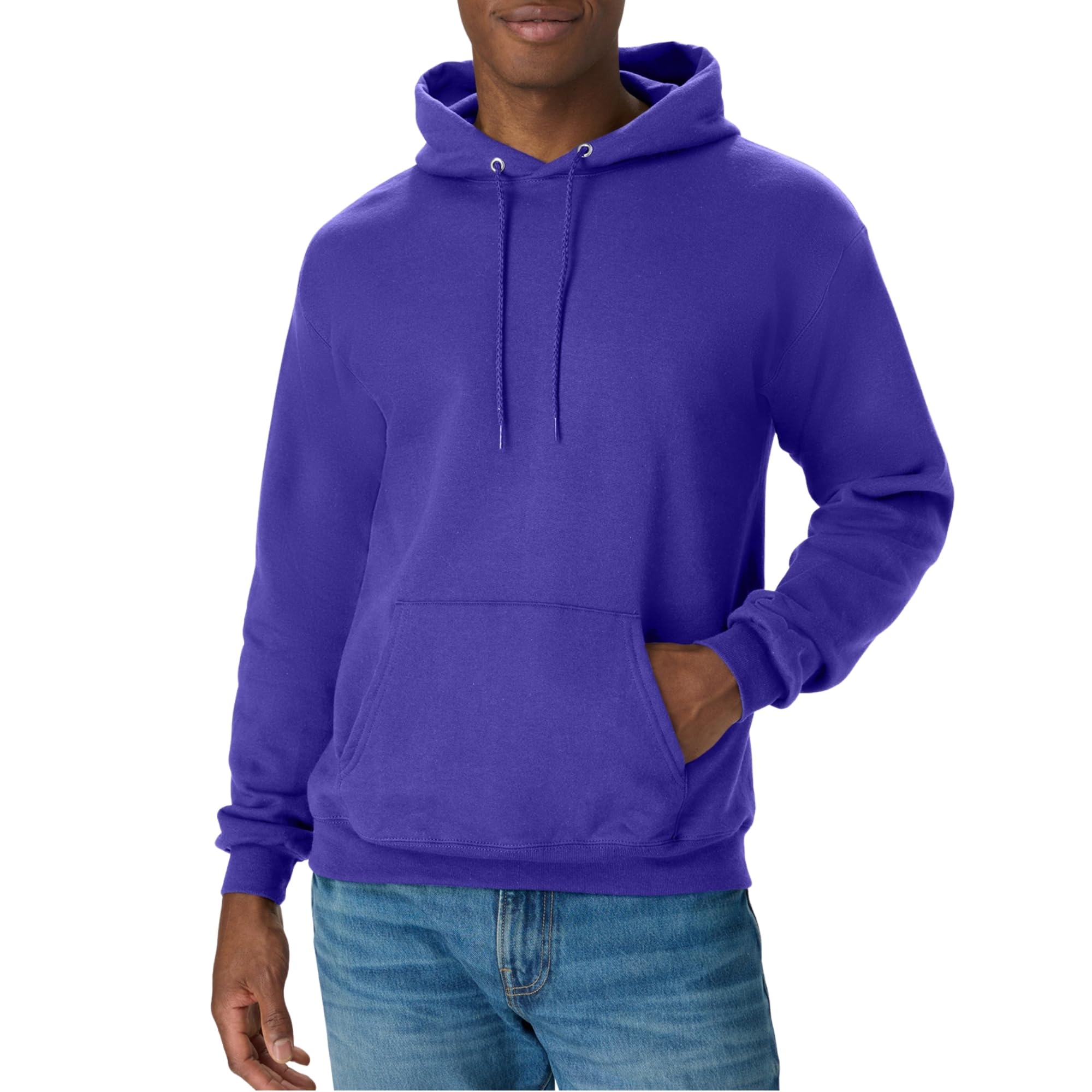 Hanes Men's EcoSmart Hoodie, Midweight Fleece, Pullover Hooded Sweatshirt, Purple, 3XL