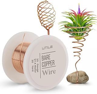 UTILE 20 Gauge Bare Copper Wire for Plants, 30 Yards - Pure Copper Electroculture Wire -Copper for Gardening, Jewelry Making, Craft Beading, 0.9 mm, 27.4m Wire Spool