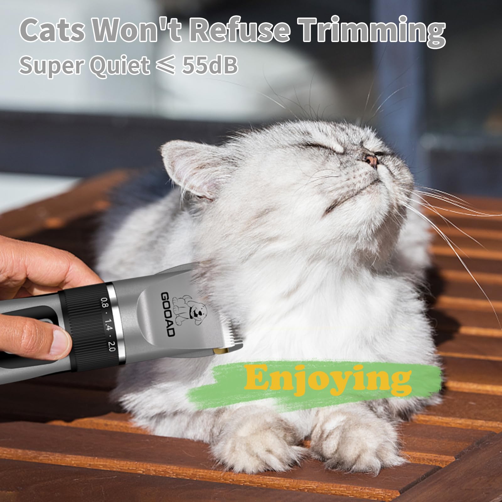 Cortaúñas para gatos para pelo enmarañado, kit de aseo de gatos, afeitadora inalámbrica para pelo largo, recortadora de patas de bajo ruido, recortadora de pelo de gato para aseo, herramientas