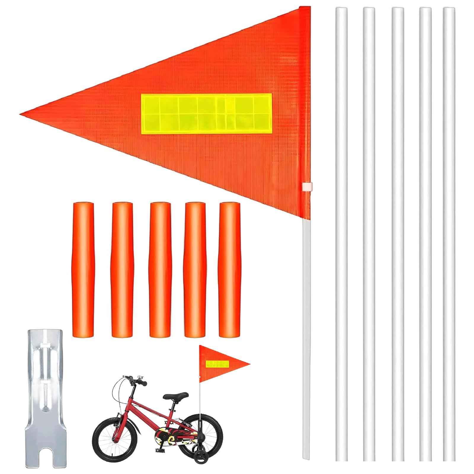 LEBOKJ 2 Set Fahne fahrradanhänger, Fahrradwimpel Set,Sicherheitswimpel,Fahrradwimpel Verstellbare,Kinderfahrrad Sicherheitswimpel,Fahrrad Wimpel,Kinderfahrradfahne,Warnschild.