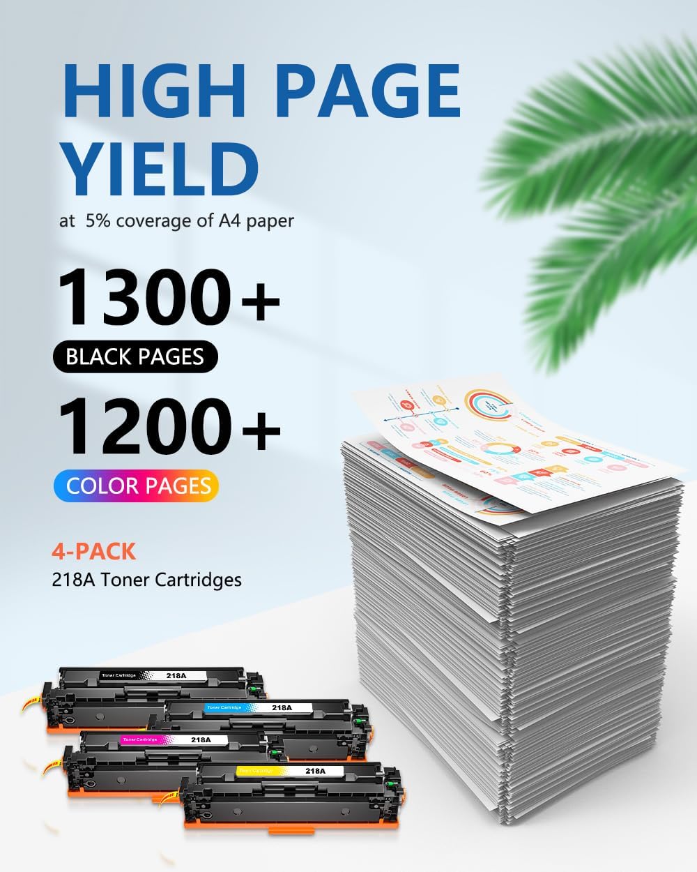 218A 218X Toner Cartridges 4 Pack Compatible Replacement for HP Color LaserJet Pro MFP 3301fdw 3301cdw 3201dw 3301sdw, High Yield with Chip (Black, Cyan, Magenta, Yellow) - W2180A W2181A W2182A W2183A