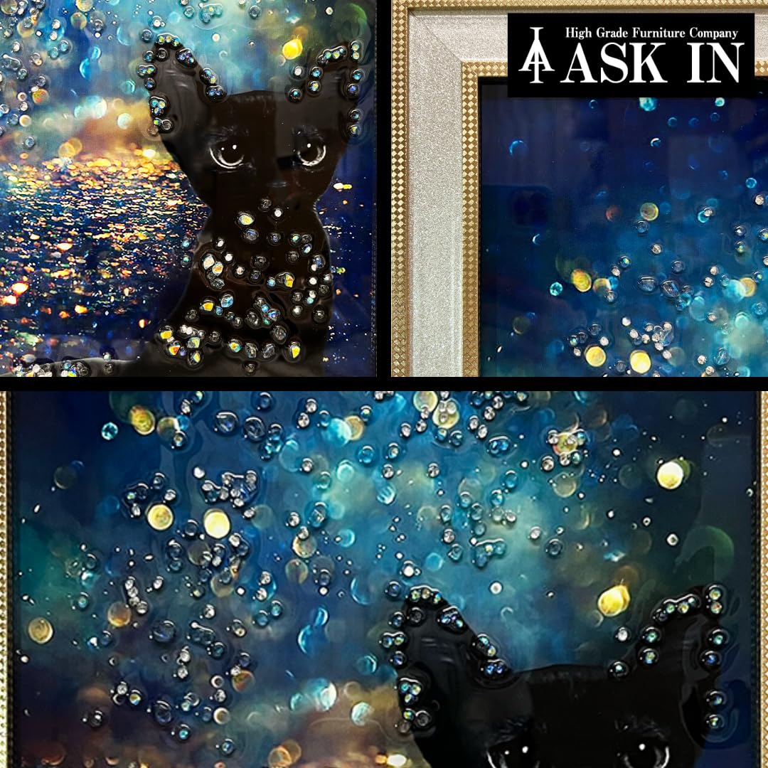 Amazon.co.jp: クリスタルアート おしゃれ 35x45cm アート 水晶絵 猫