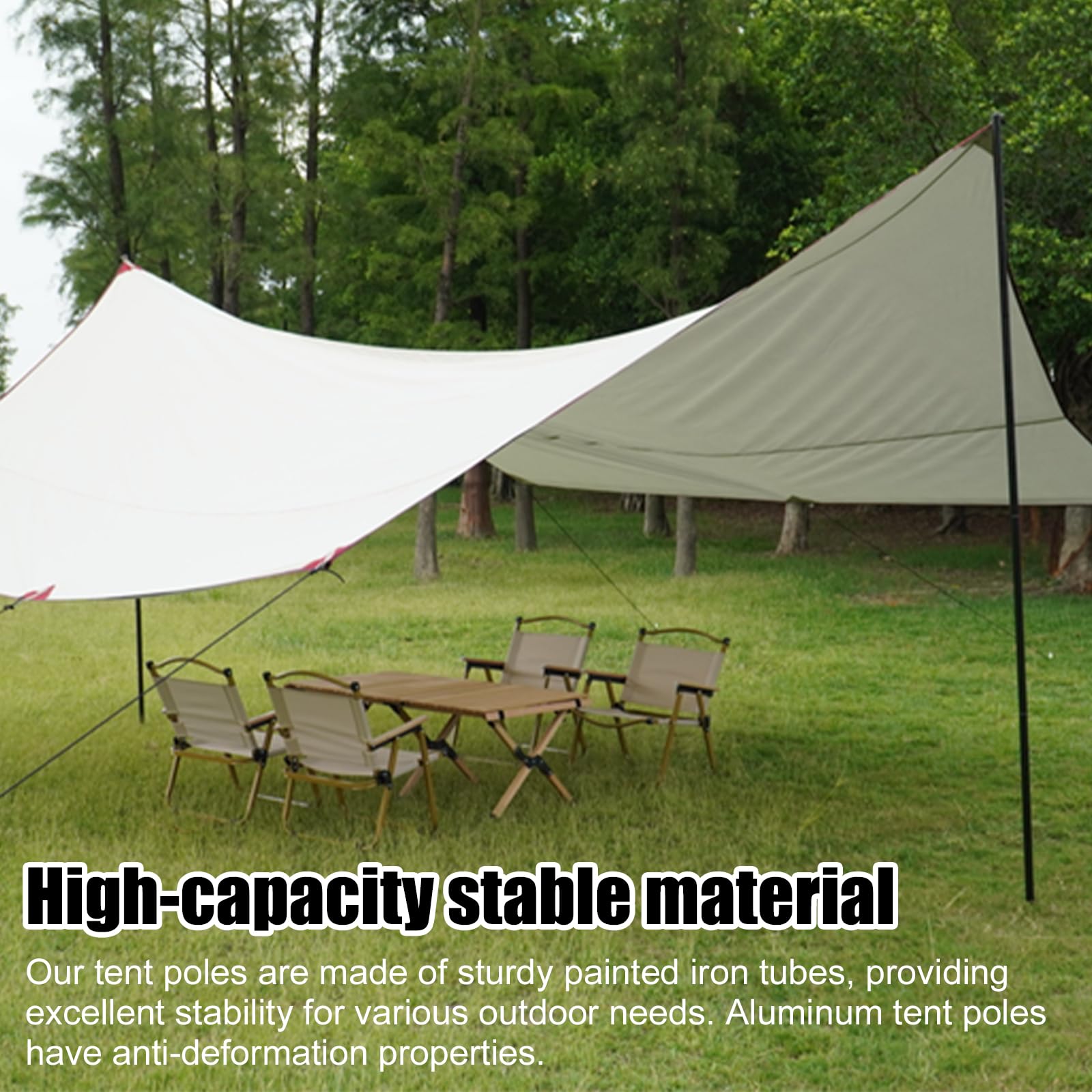 PORFOYO Lot de 2 Barres de Tente télescopiques avec Sac de Rangement - Barres de Tente réglables - pour auvent, Caravane, Camping