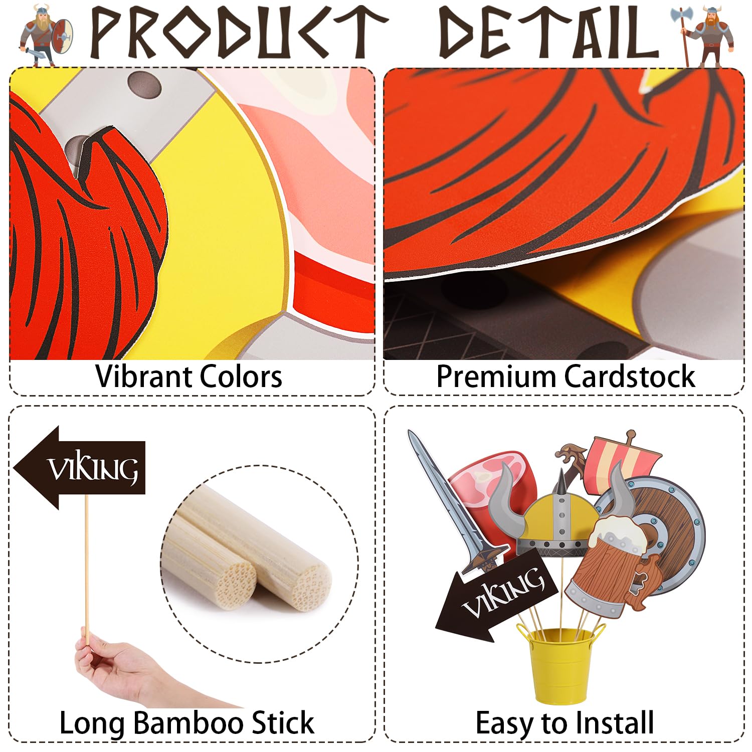 Accesorios Vikingos para fotomatón, 30 Piezas de Decoraciones de Fiesta vikinga, Decoraciones de Fiesta nórdica de Htabiol y Accesorios de Cabina de Fotos con temática nórdica, adecuados para
