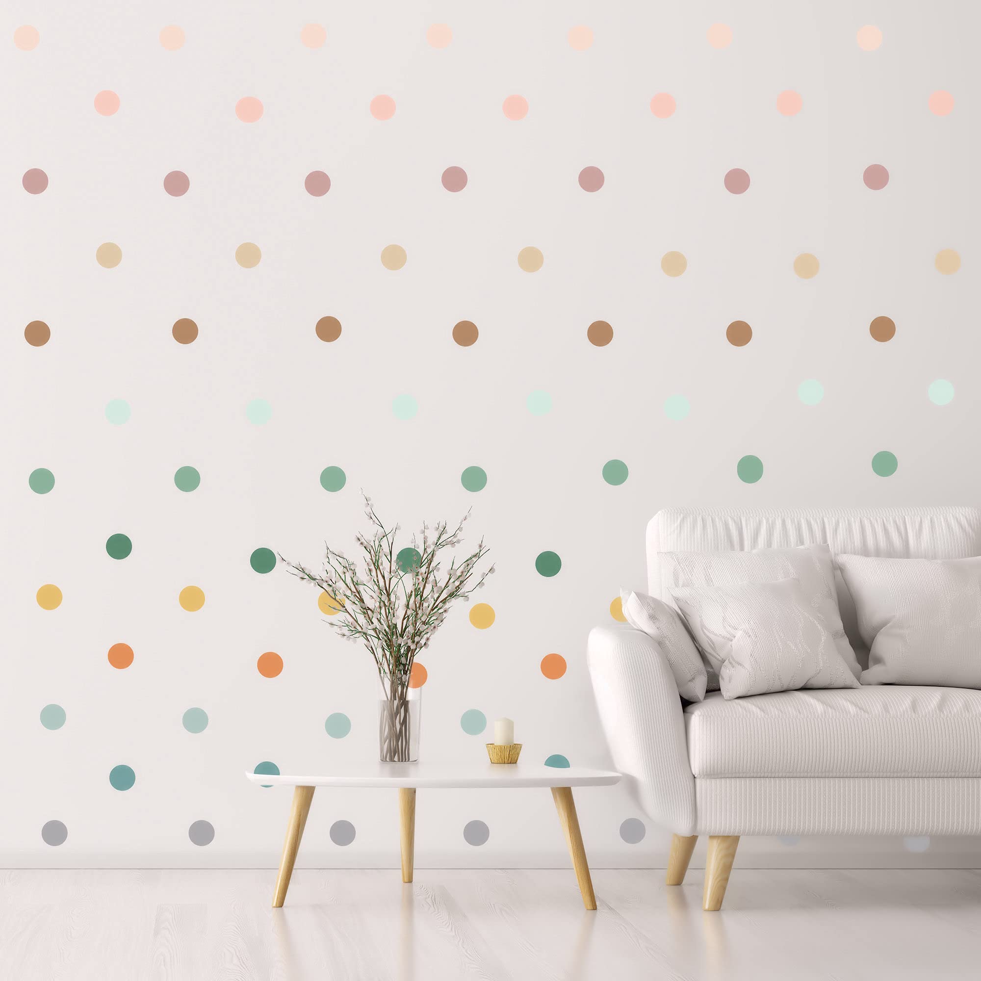2inch Polka Dot Wall Decals For Girls Bedroom Featuring 150 Boho