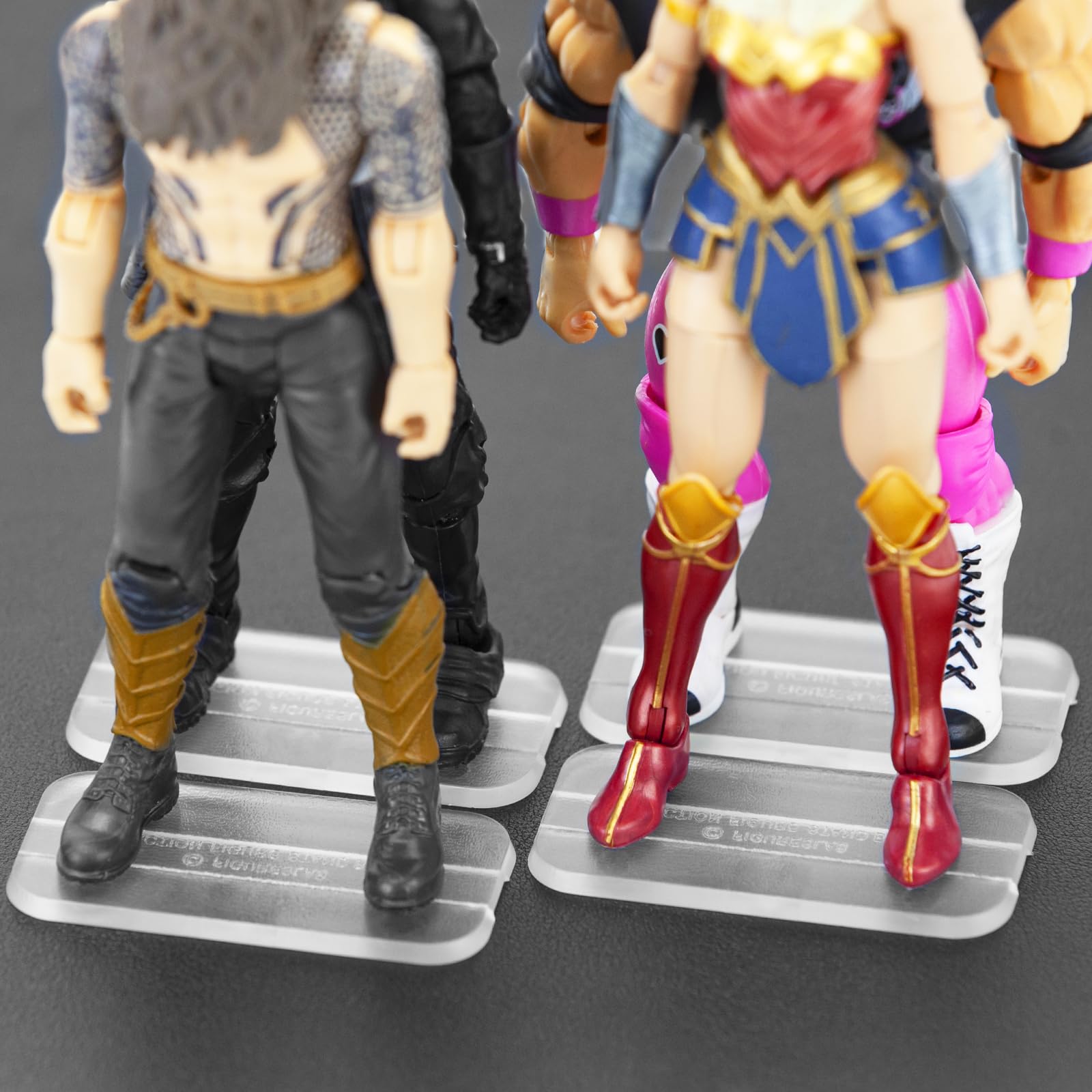 EBCO 50 Pieces 6 inch Action Figure Stand,Clear Figures Toy Organizer Support Stands Base Holder Accessories,Compatible with 1/12 Scale Marvel Legends /DC/ GI Joe/ MOTU Figure Toy