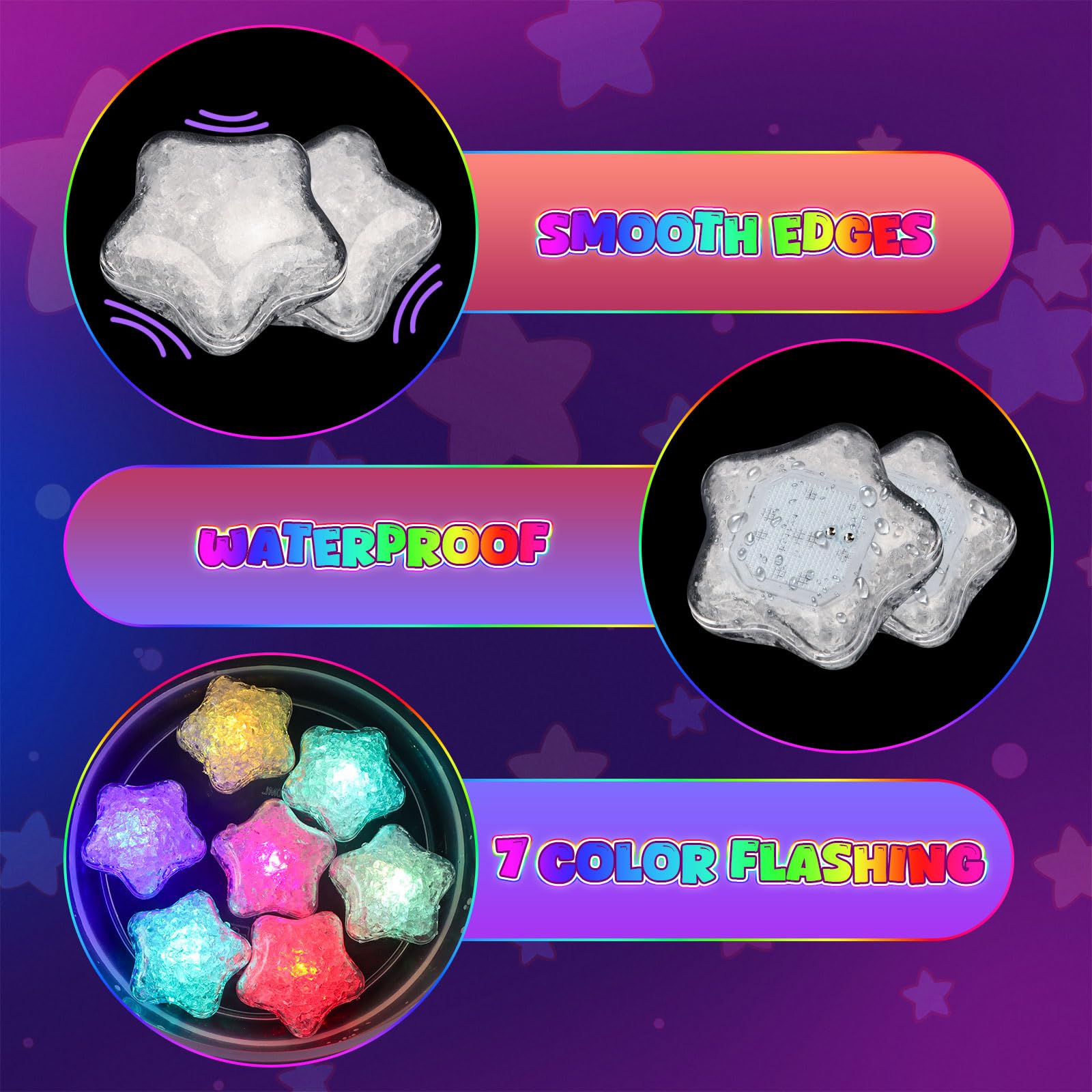 Light Up Bath Toys, 12PCS Colorful Stars Bath Toys, Kids Bath Toy with Led Sensory Lights - Image 3