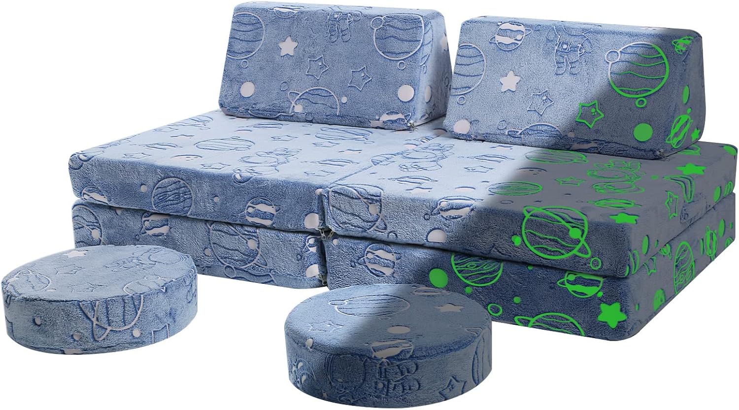 MeMoreCool Kids Couch Kids Sectional Sofa Glow Sofa Couch for Kids, Space Glow in The Dark 8