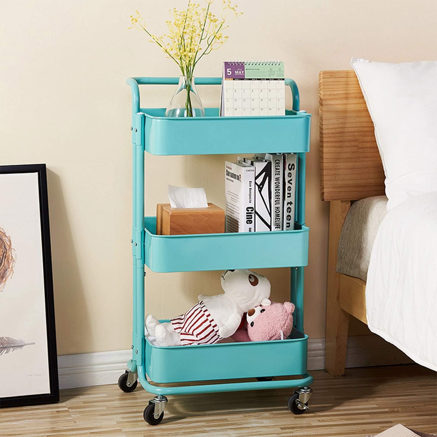 80% оƒƒ Dіѕсоunt OTU 3-Tier Home Kitchen Storage Utility cart with Handle-Turquoise,Storage for Kitchens,attics,Office,dorms,basements garages 🛒 Flаѕh Sаlе OTU 3-Tier Home Kitchen Storage Utility cart with Handle-Turquoise,Storage for Kitchens,attics,Office,dorms,basements garages