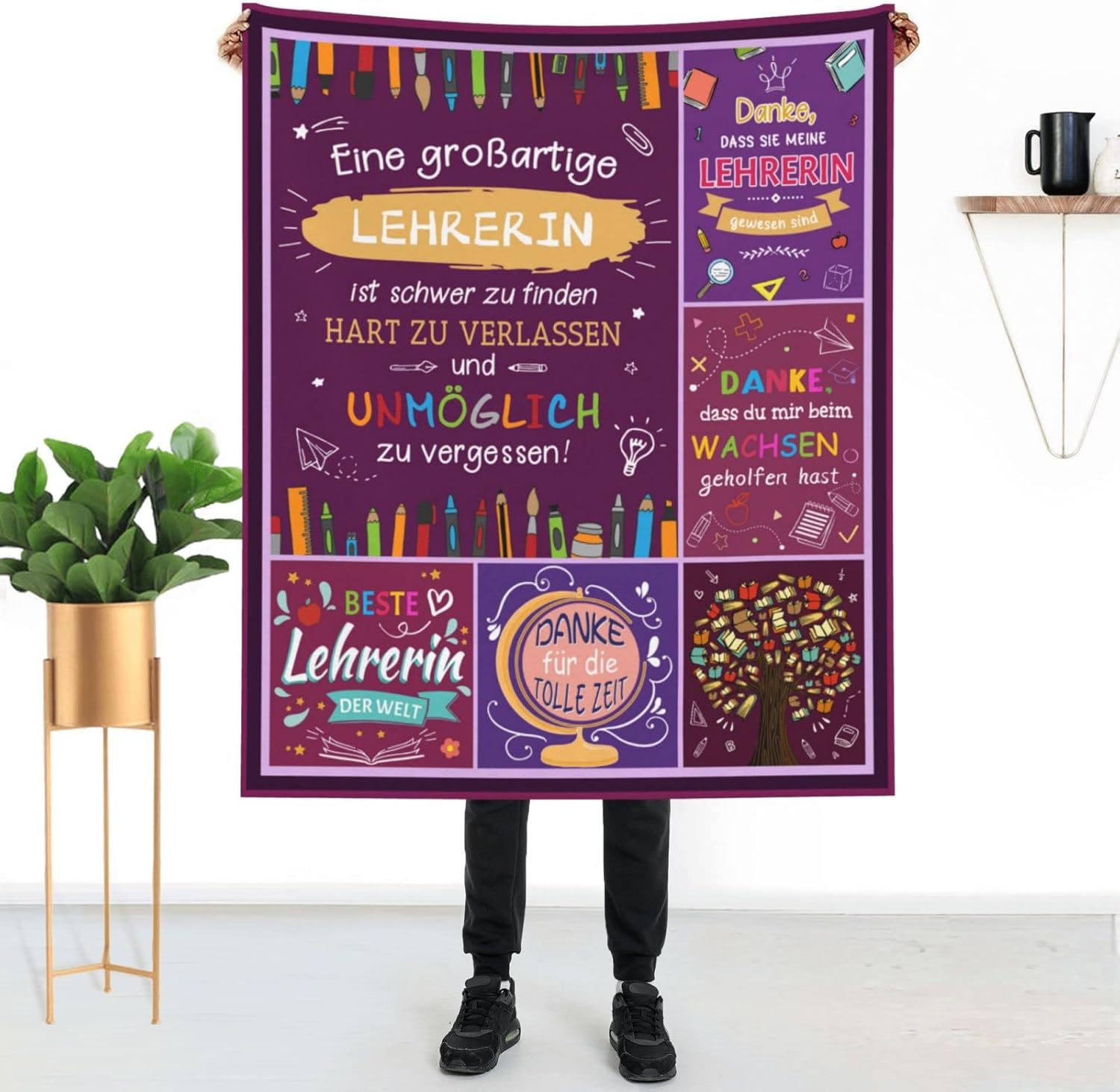 Geschenke Für Lehrerin Zum Geburtstag ECOSHOW Geschenke für Lehrerin, Kuscheldecke Flauschig mit Spruch