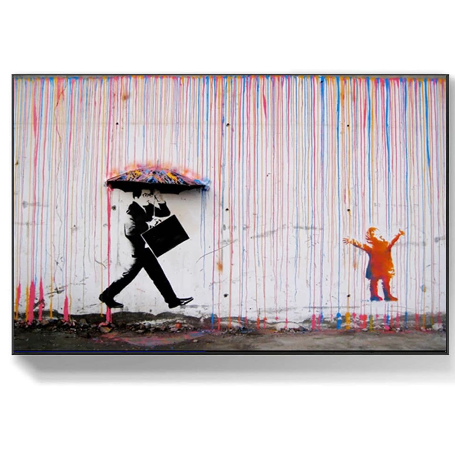 DQTUYIOP Banksy Art Wall Prints 80x120cm Raining Day or Colorful Banksys Graffiti Street Wall Art Posters Abstract Canvas Poster Inspirational Quotes Canvas for Living Room Bedroom Home Decor