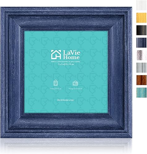 Miniatura 7 de LaVie Home Marcos de fotos de 5 x 7 pulgadas (1 paquete, negro) juego de marcos de fotos rústicos con vidrio de alta definición para montaje en