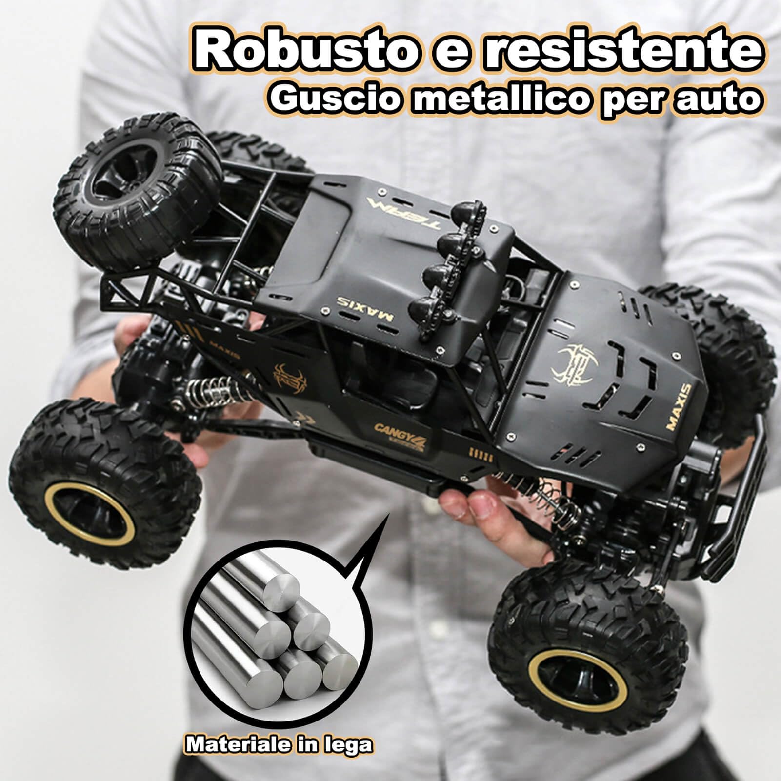 Jiakora 1:12 Grande Macchina Telecomandata, 2.4GHz RC Car Giocattolo Off-road, Auto Telecomandata 4x4 Con Luci LED, Monster Truck, 2 Batterie, Macchina Telecomandata Per Bambini Regalo Bambino Maschio