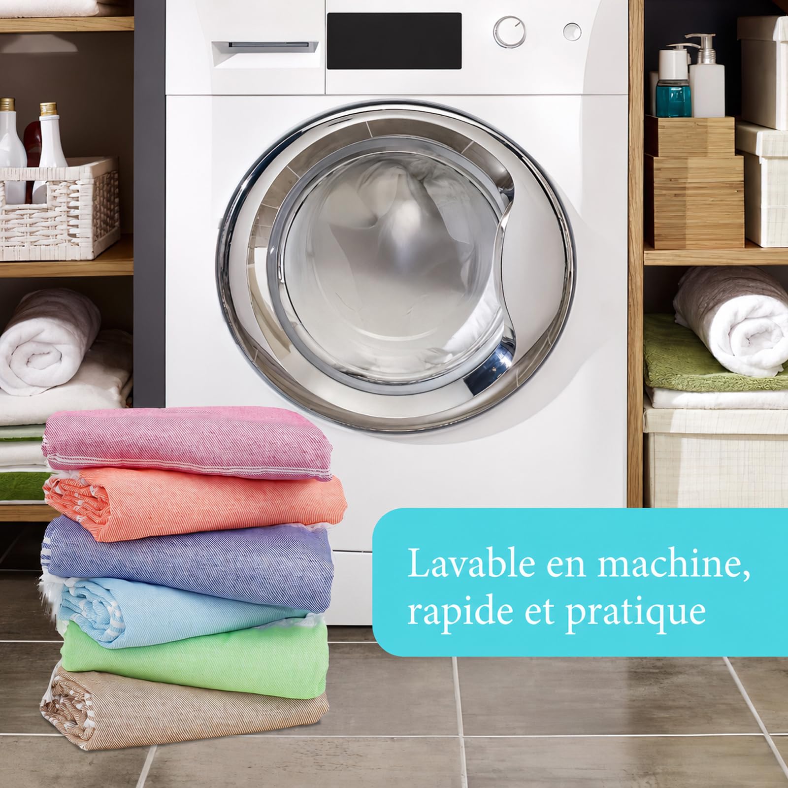 Lot de 6 Serviettes de Plage Fouta en Coton, 90 x 180 cm, avec Franges | Draps de Bain Légers à Séchage Rapide pour Vacances, Piscine, Camping, Spa, Hammam et Salle de Bain