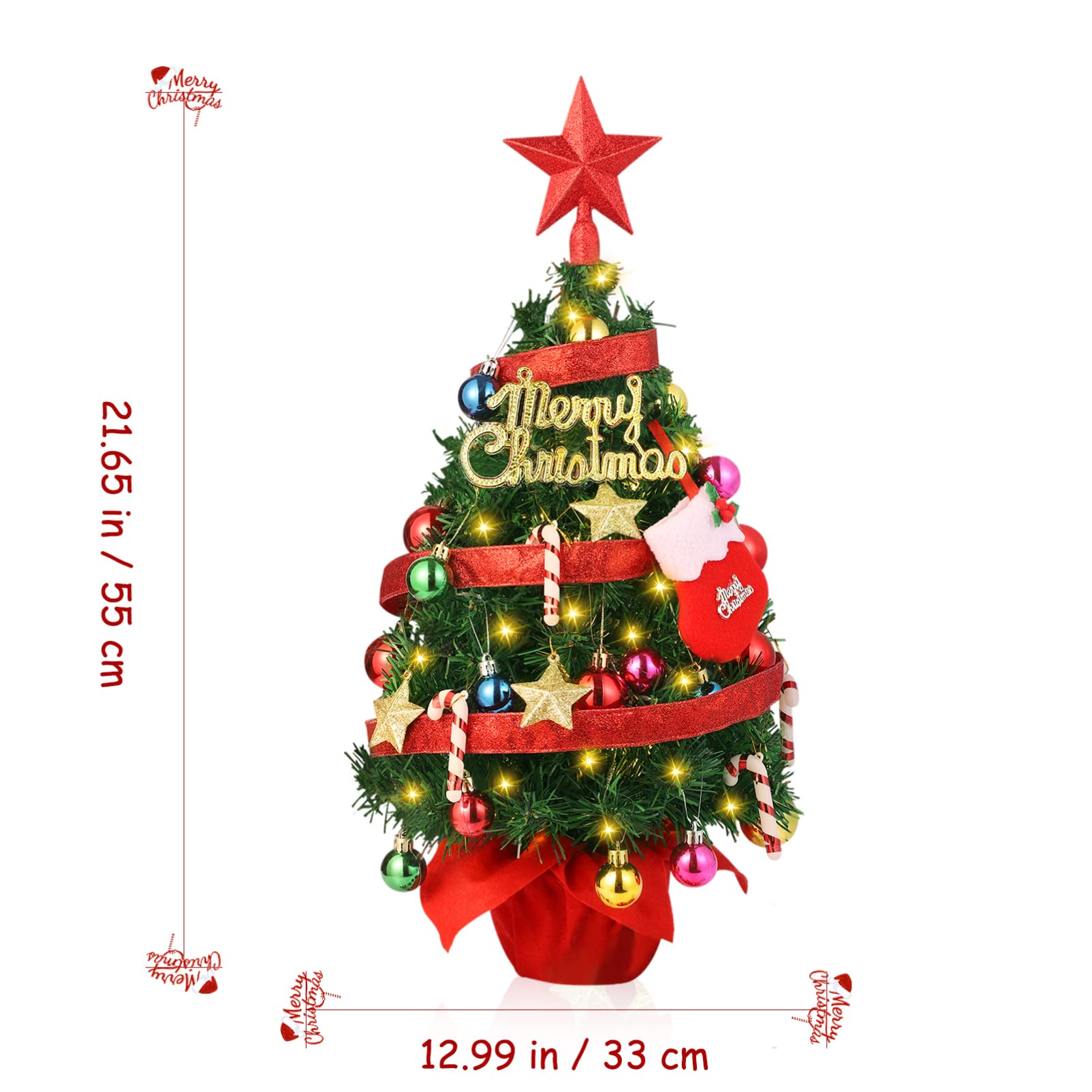 Amazon.co.jp: 22インチ 卓上ミニクリスマスツリーセット LED