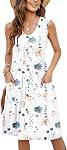 MOLERANI Women Summer Dresses Sleeveless Casual Swing Button Down Sundress | Functional pockets, Flattering silhouette, Elastic waist, Soft, stretchy material, Tummy-friendly