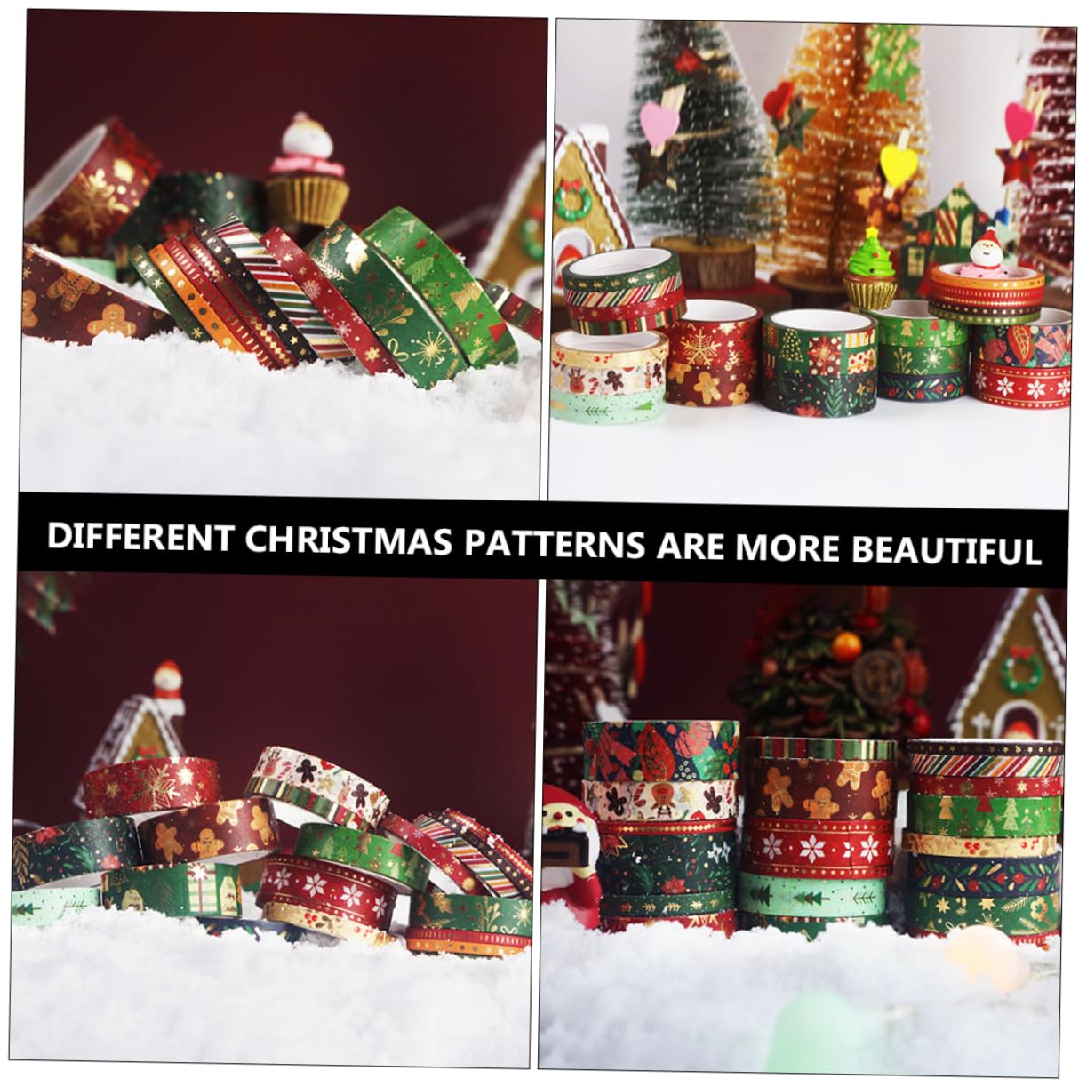 VILLCASE 63rotoli Nastro Adesivo Decorativo Natalizio Washi Tape Con Motivi Festivi Per Crafting e Decorazioni Di Natale Facile Da Staccare e Riposizionare Senza Residui Di Colla