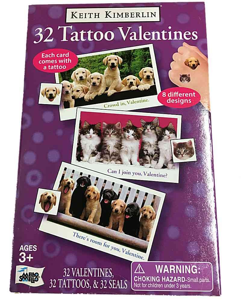 Keith Kimberlin Puppies and Kittens Valentines with tattoos 32 pack