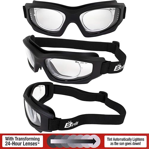 Miniatura 3 de Birdz Eyewear Flyer Extreme Sports Construction Site Skydiving Super Seal Gafas de seguridad con lentes fotocromáticas antiniebla transparentes a