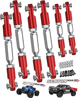 hopsupRC Aluminum Adjustable Turnbuckles Upgrades Part for 1/10 Arrma Senton MEGA550 4X4/Granite MEGA550 4X4,Alloy Adjustable Turnbuckles Camber Links Toe Link,6PCS Replace AR330446 AR330515,Red