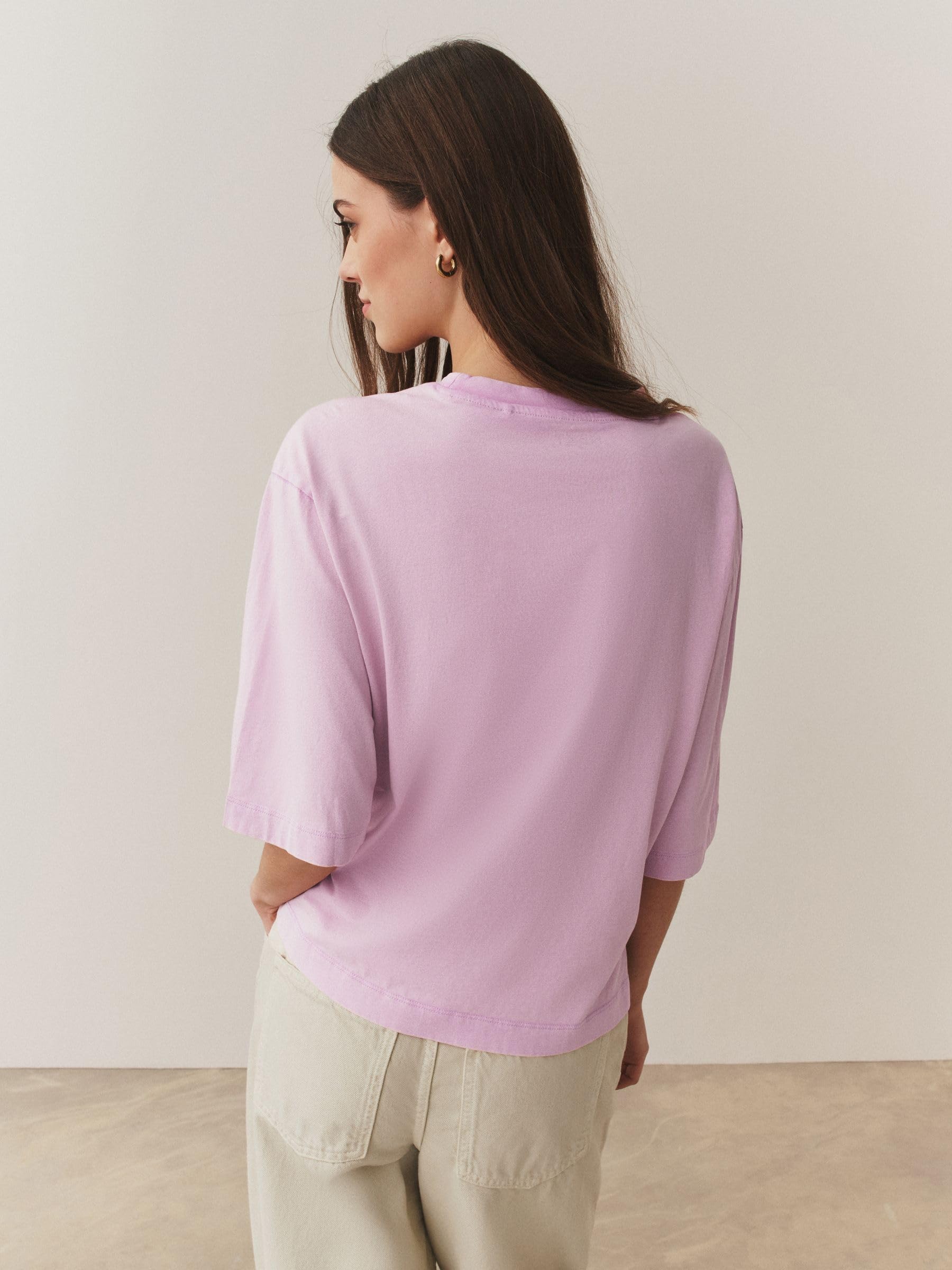 NEXT Damen Relaxed Fit Rundhals-T-Shirts mit ellbogenlangen Ärmeln, 5er-Pack