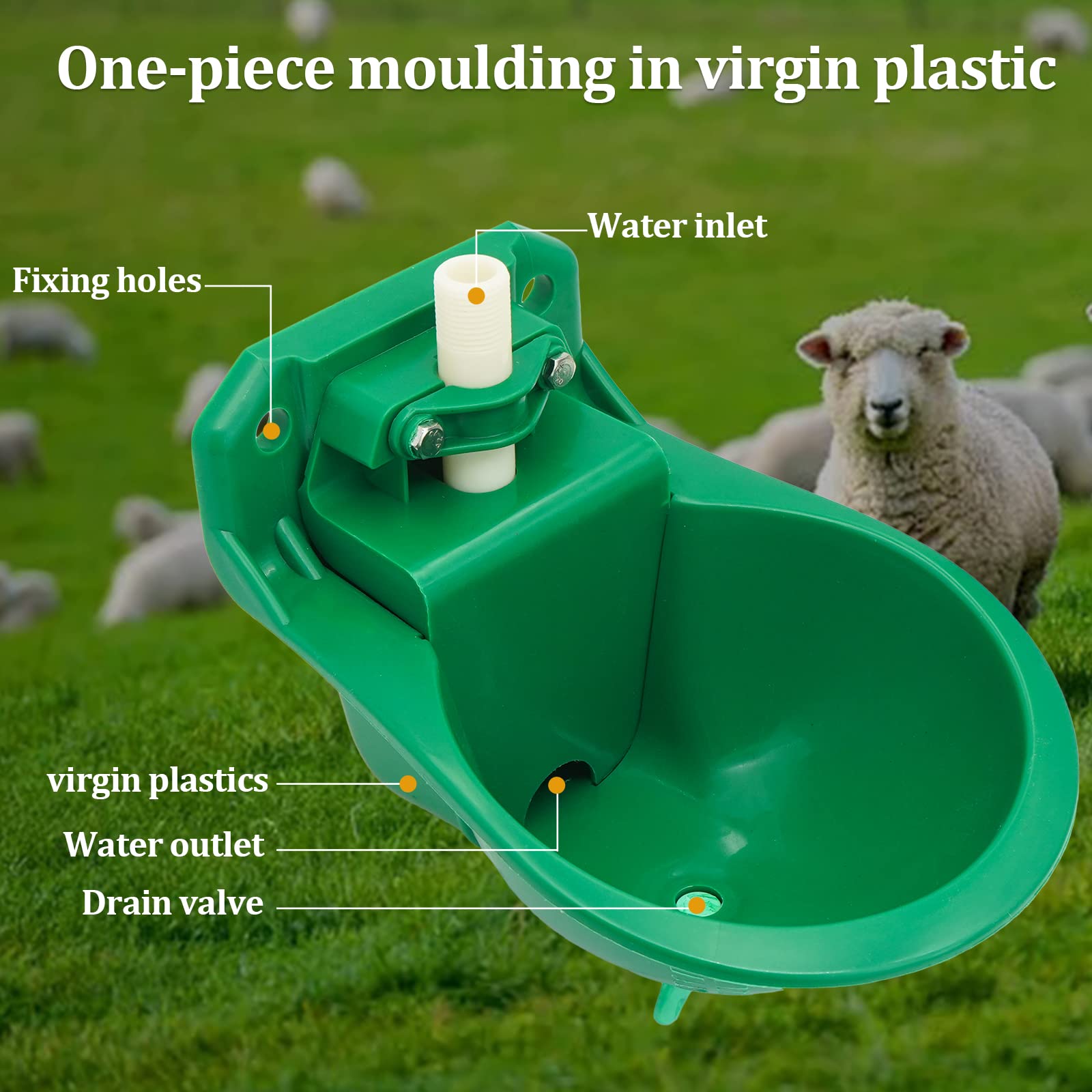 Abbeveratoio per Pecore, Abbeveratoio Automatico per Bestiame Verde, Adatto per Pecore, Capre, Maiali, Cani, Confezione Da 2