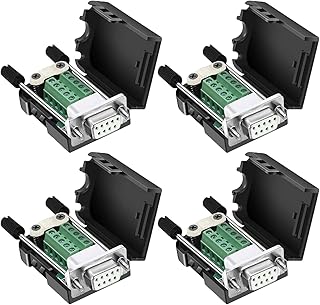 DaFuRui(4Pcs-Female) DB9 Solderless RS232 D-SUB Serial to 9pin Port Terminal Female Adapter Connector Breakout Board with Case Long Bolts Tail Pipe
