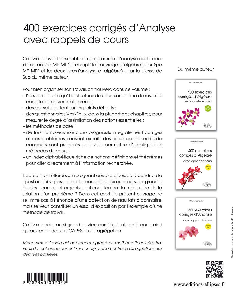 400 exercices corrigés d'analyse avec rappels de cours pour spé MP-MP*