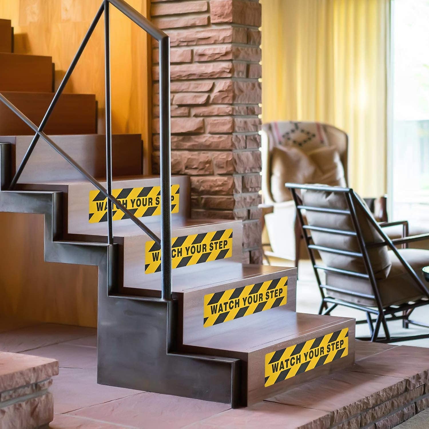 6 x 24 pulgadas, cinta adhesiva antideslizante para piso de Watch Your Step para el lugar de trabajo, seguridad en el hogar, piso húmedo, precaución (6 x 24 pulgadas)