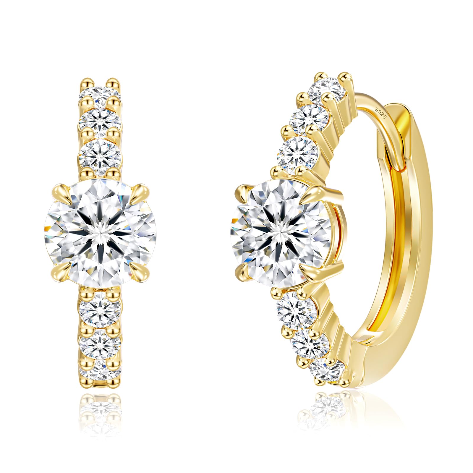 KRKC Ohrringe Creolen Silber 925, Damen Ohrringe Schmuck, Silber/14K Gold