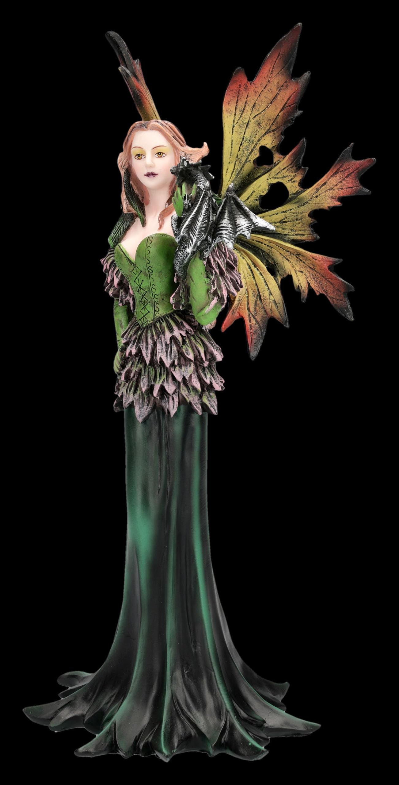 Figuren Shop GmbH Figura fata – Fata del drago della foresta Liora – Decorazione fantasy dipinta a mano (26 cm) – Tales of Aurelion Collection – Idea regalo per gli appassionati di draghi e fate