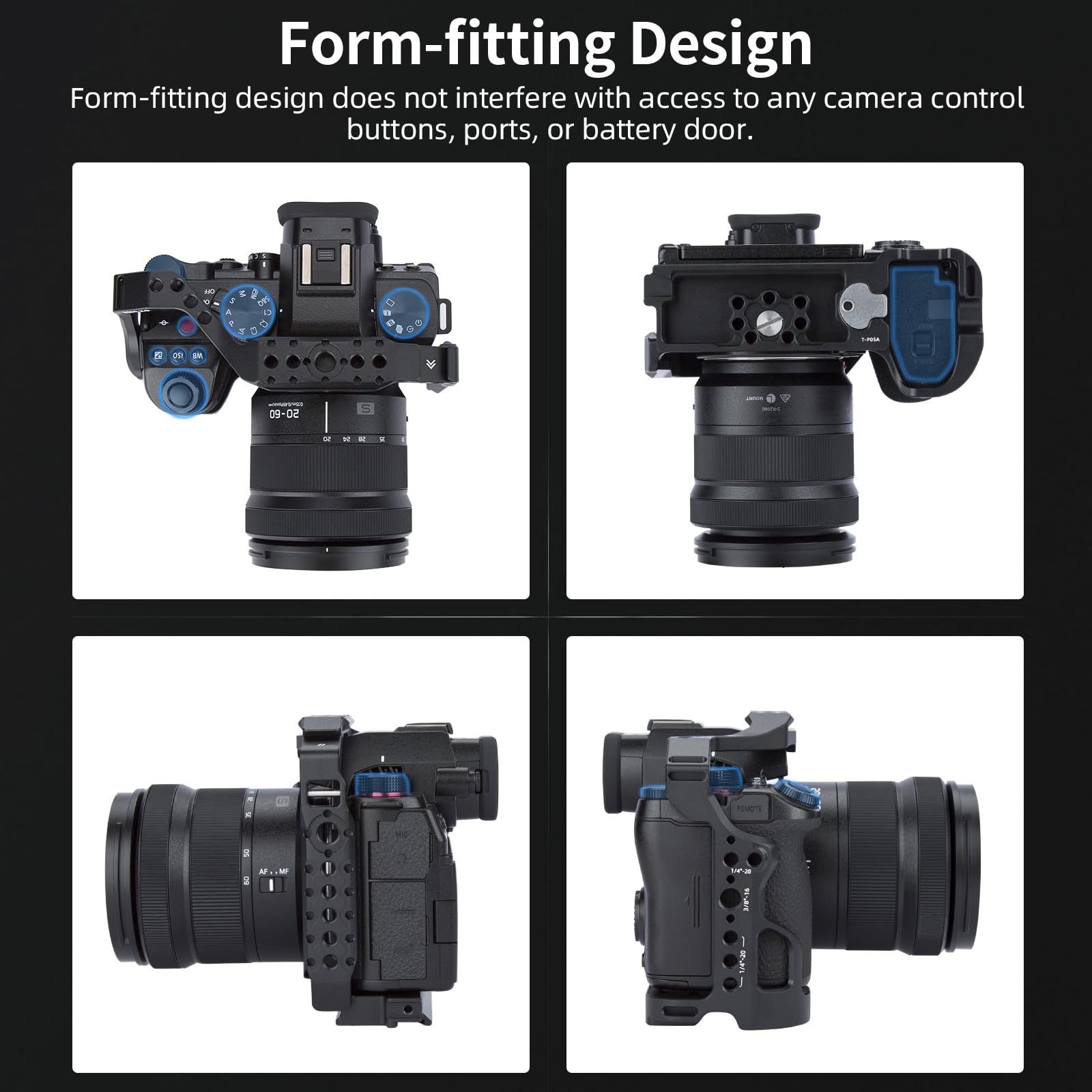 Nitze Cage pour Panasonic LUMIX S5 II/ S5 II X Caméra, avec NATO Rails Supérieurs et Latéraux Intégrés, Cold Shoe et Plaque de Dégagement Rapide Arca Swiss - T-P05A