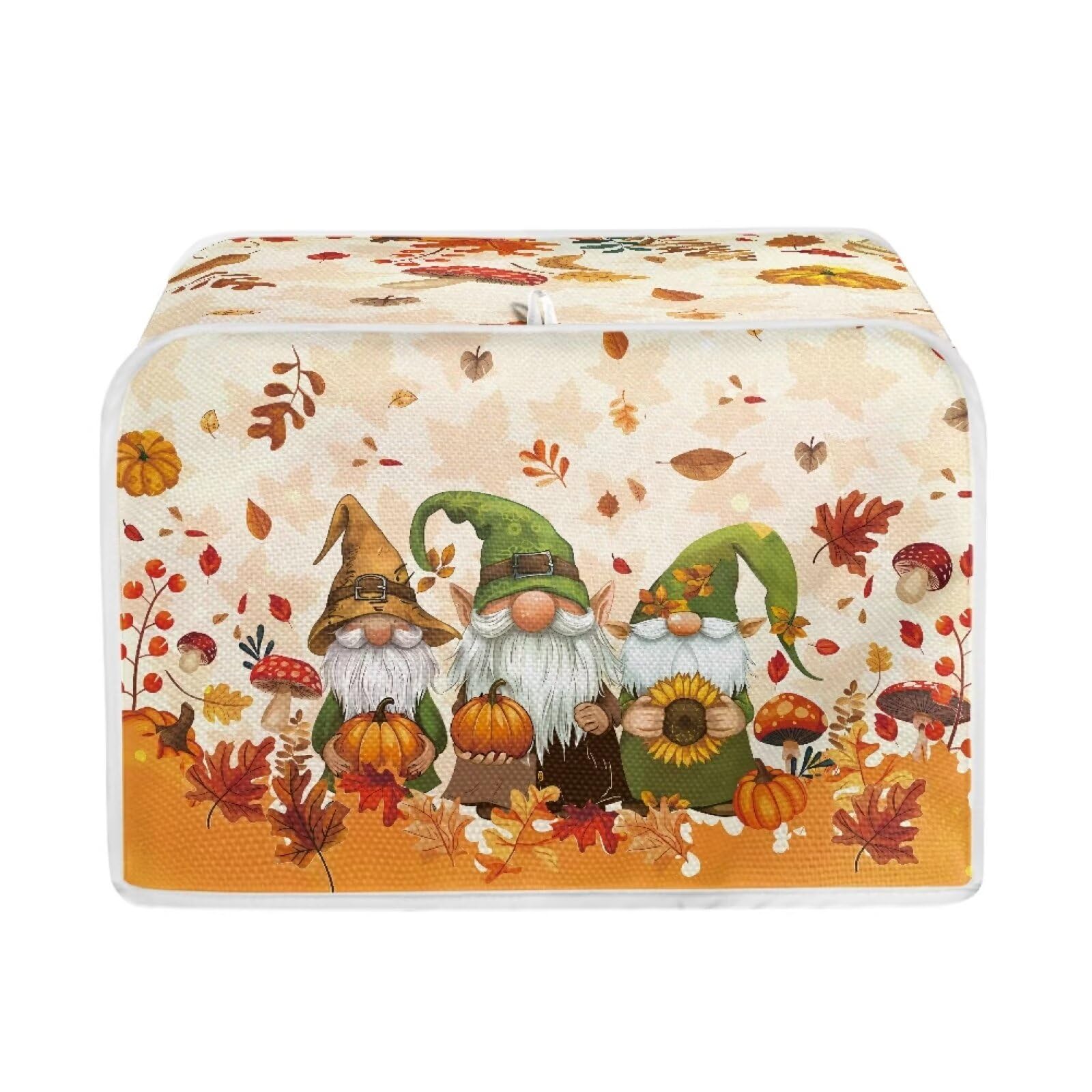 TOADDMOS Gonome Pumpkins Thanksgiving Toaster Cover 4 Slice Bread Maker Cover with Hook Toaster Dust Cover Protector Small Appliance