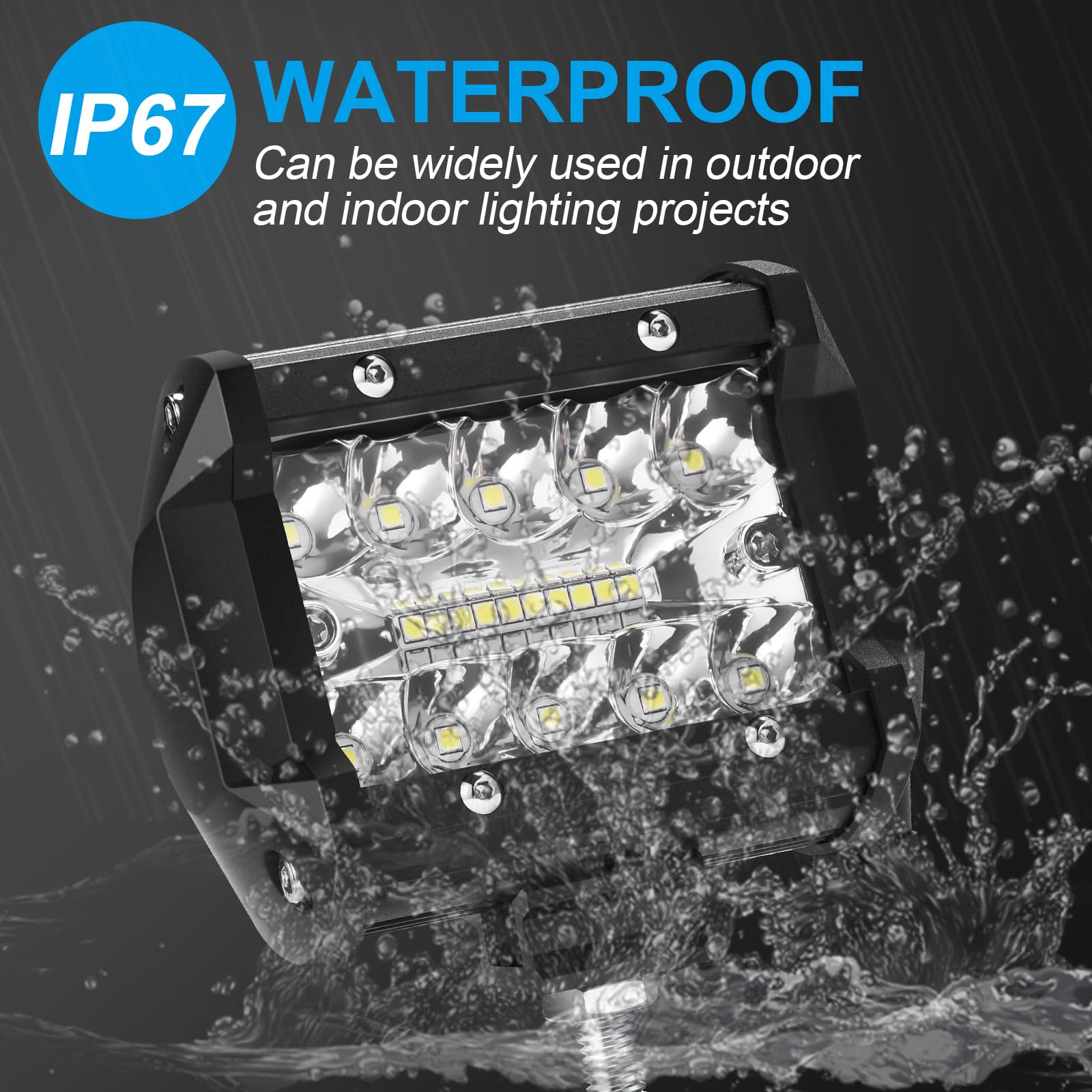 Faro Trabajo LED 12V 4'' 120W 9500LM 6000K IP67 Impermeable Off-road para Coche Tractor