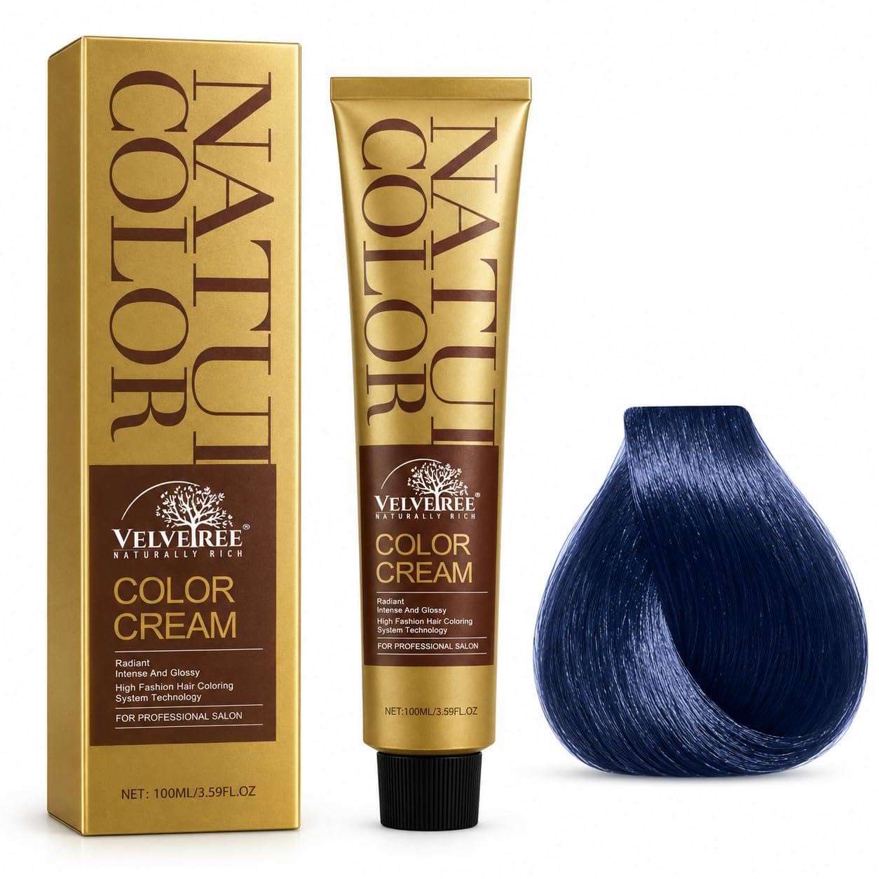 VELVETREE Natu Color Cream 0/88 Blue, Professional Salon Hair Dye for Men & Women, Glossy Fashion Shade, 100ml-image-6
