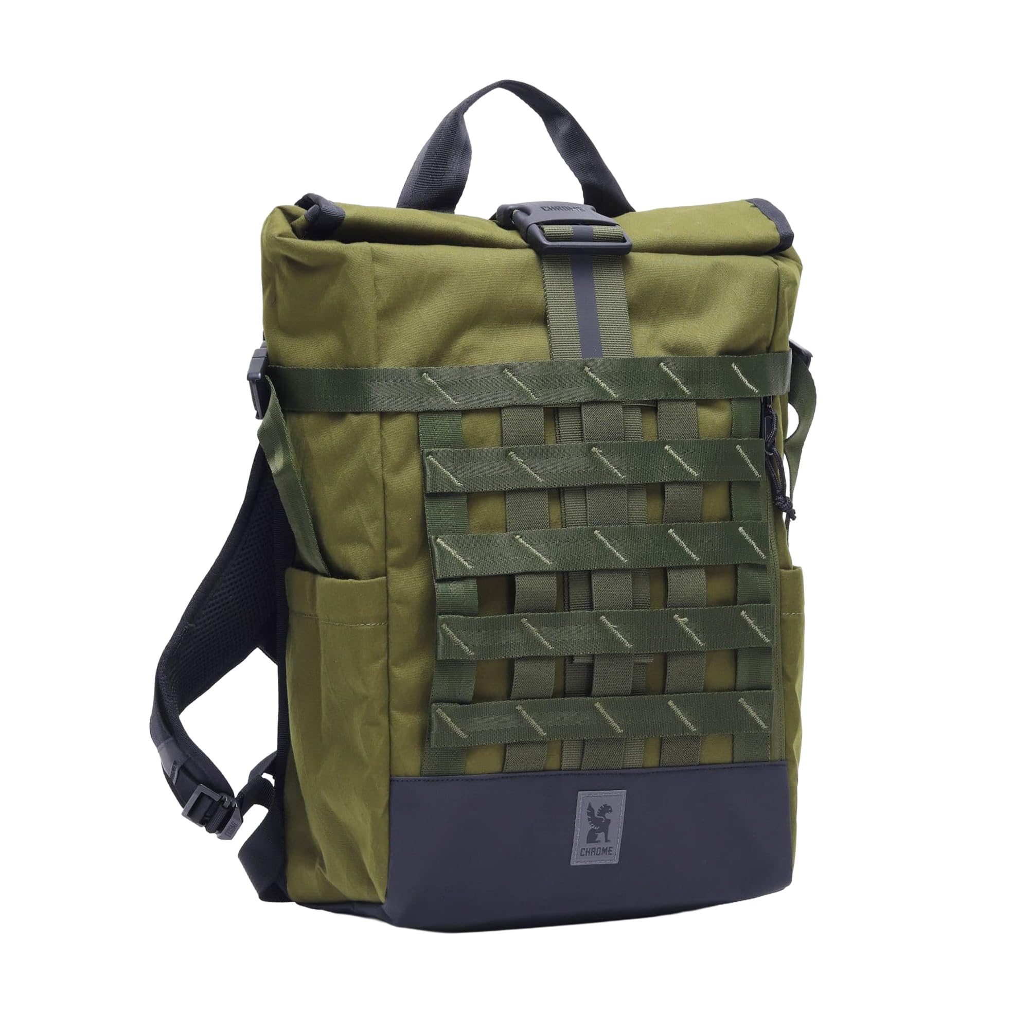 Chrome Industries Barrage 18L Moss X Roll-Top Backpack – Water Resistant Bag for Work, School, Travel – Features Cargo Net & Laptop Pocket