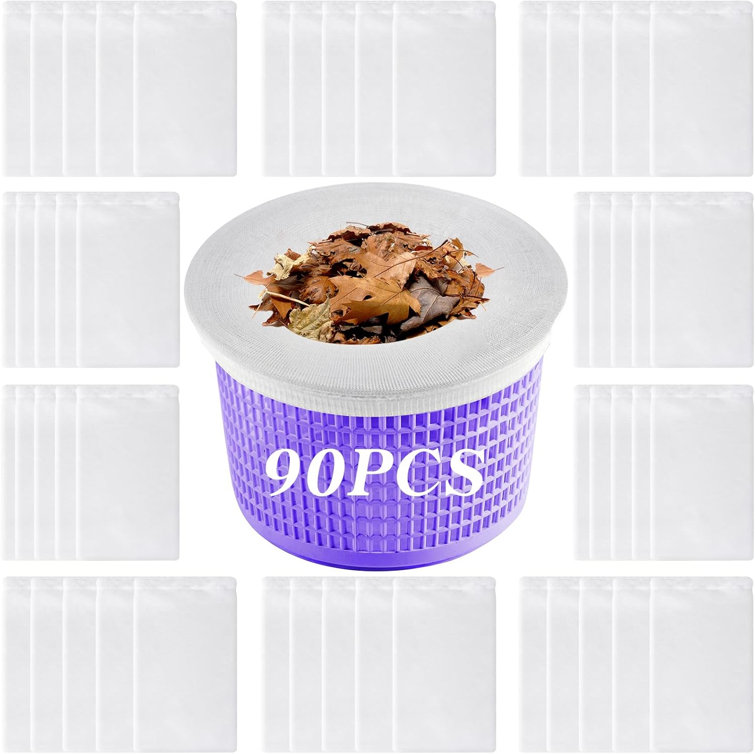 Coopache 90-Pack of Pool Skimmer Socks - Filters Baskets, Skimmers Cleans Debris and Leaves for In-Ground and Above Ground Pools