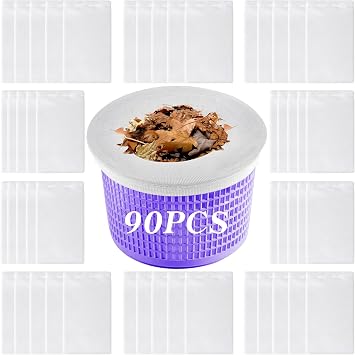 Coopache 90 Pack of Pool Skimmer Socks Filters Baskets, Trap Debris Leaves | Elastic Pool Socks & Filter Socks Trap Tiny Debris For In-Ground & Above-Ground Pools, Keeps Sand Filters Clean