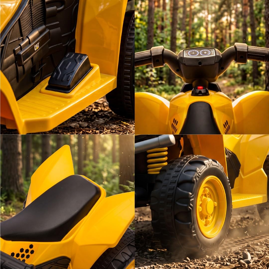 Kinder Elektro Quad mit Akku, Elektroauto für Kinder 18 bis 36 Monate, Geländeräder, elektrischer Antrieb, konturierter Sitz (Gelb)